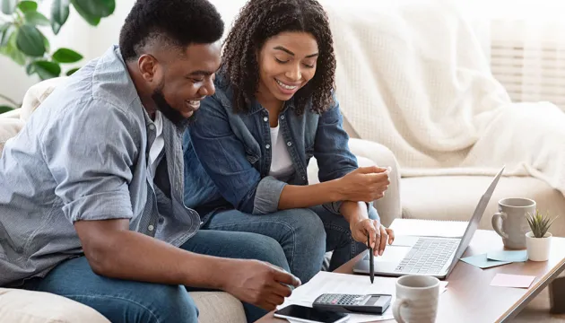 couple looking at finances